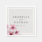 水彩さくらんぼ結婚の花 スタンダードカクテルナプキン (正面)