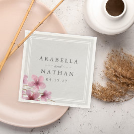 水彩さくらんぼ結婚の花 スタンダードカクテルナプキン