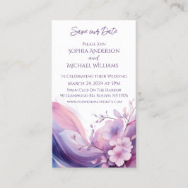 水彩さくらんぼ結婚の花 – 日付を保存 – 名刺