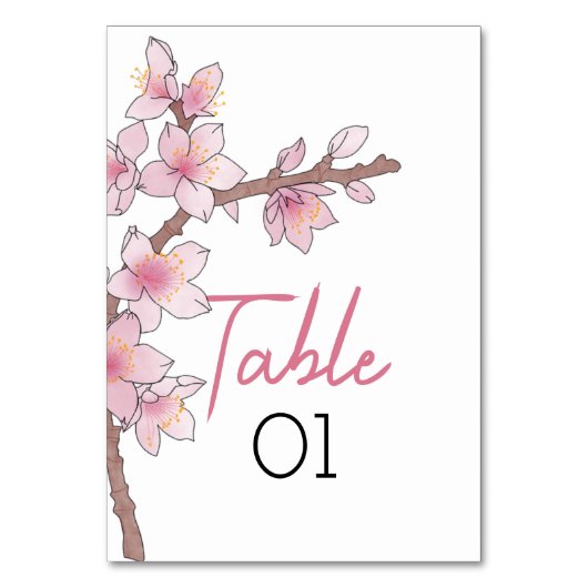 水彩さくらんぼ結婚ブロッサム テーブルナンバー (正面)