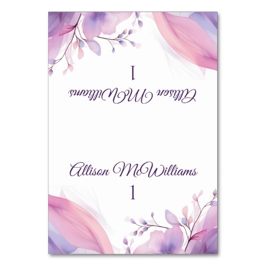 水彩さくらんぼ結婚咲き乱れ テーブルナンバー (正面)