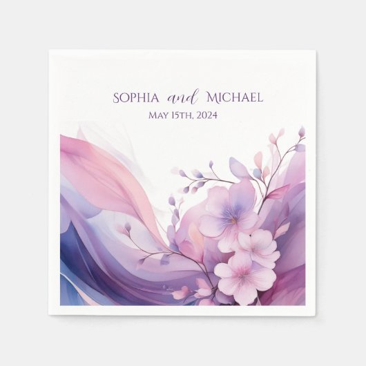 水彩さくらんぼ結婚花ズ – ナプキン スタンダードカクテルナプキン (正面)