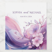 水彩さくらんぼ結婚花 ワインラベル (シングルラベル)