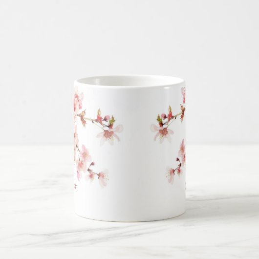 水彩さくらんぼ花あなたの名前モノグラムマグ コーヒーマグカップ (中央)