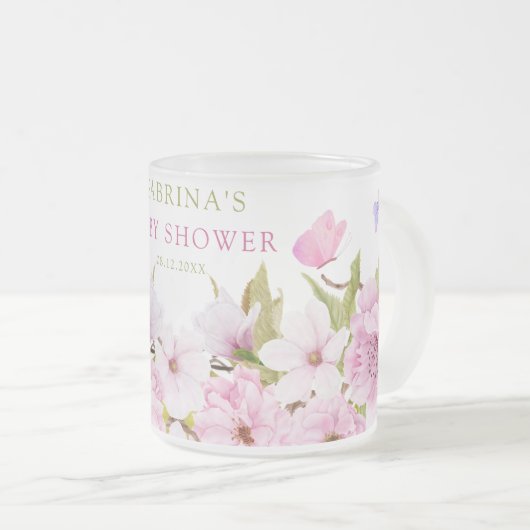 水彩さくらんぼ花が咲く女の子ベビーシャワー フロストグラスマグカップ (正面右)