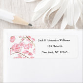 水彩さくらんぼ花ピンク差出人住所研究室 ラベル (インサイチュ)