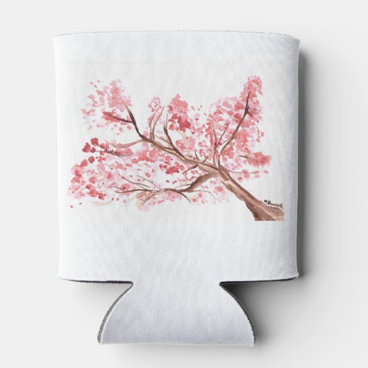 水彩さくらんぼ花フローラ自然結婚式C 缶クーラー (裏面)