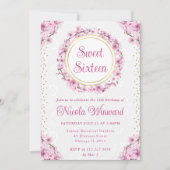 水彩さくらんぼ花リーススイーツ16 招待状 (正面)