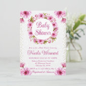水彩さくらんぼ花リースベビーシャワー 招待状 (スタンド正面)