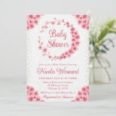 水彩さくらんぼ花リースベビーシャワー 招待状 (スタンド正面)