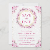 水彩さくらんぼ花リース結婚ズ セーブザデート (正面)