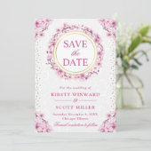 水彩さくらんぼ花リース結婚ズ セーブザデート (スタンド正面)