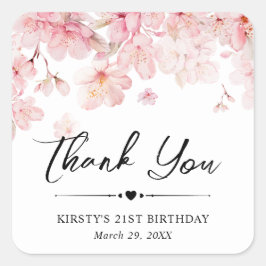 水彩さくらんぼ花リース誕生日パーティー スクエアシール