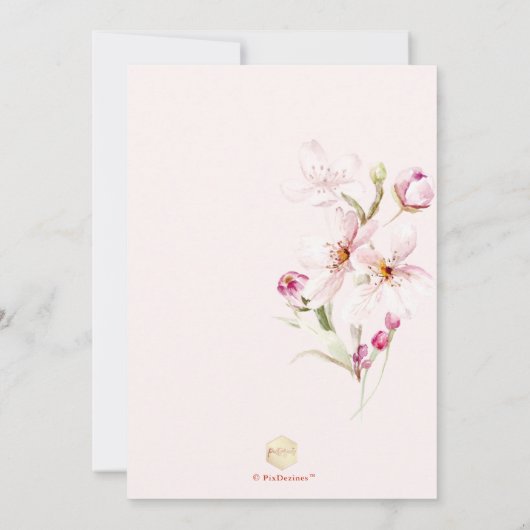 水彩さくらんぼ花咲き卒業 案内状 (裏面)