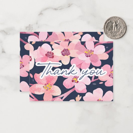 水彩さくらんぼ花咲き感謝ありがとう ノートカード (正面/裏面インサイチュ)
