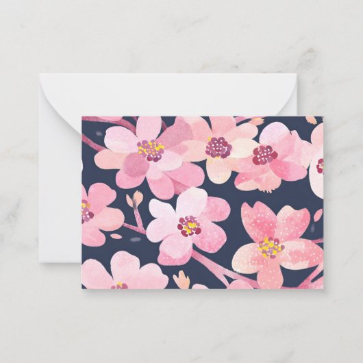 水彩さくらんぼ花咲き感謝ありがとう ノートカード (裏面)