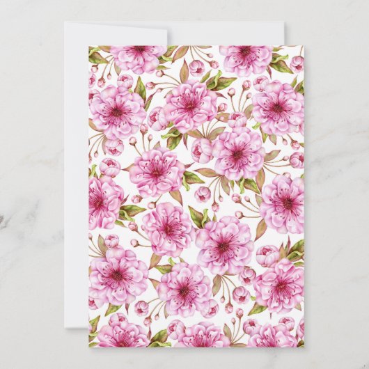 水彩さくらんぼ花咲き枝バースデーパーティー 招待状 (裏面)