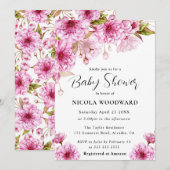 水彩さくらんぼ花咲き枝ベビーシャワー 招待状 (正面/裏面)