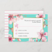 水彩さくらんぼ花咲ウェディングRSVP 出欠カード (正面/裏面)