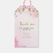 水彩さくらんぼ花女の子ベビーシャワー ギフトタグ (裏面)