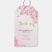 水彩さくらんぼ花女の子ベビーシャワー ギフトタグ (裏面)