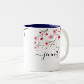 水彩さくらんぼ花手文字名 ツートーンマグカップ (正面右)