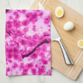 水彩さくらんぼ花模様 キッチンタオル (四つ折り)