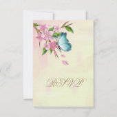 水彩さくらんぼ花蝶 出欠カード (正面)