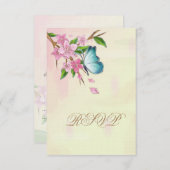 水彩さくらんぼ花蝶 出欠カード (正面/裏面)