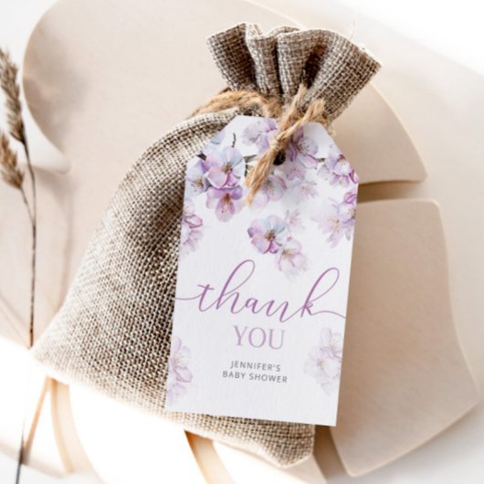 水彩さくらんぼ花赤ちゃんシャワー ギフトタグ