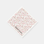 水彩さくらんぼ花 スタンダードカクテルナプキン (角)