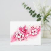 水彩さくらんぼ花 ポストカード (スタンド正面)