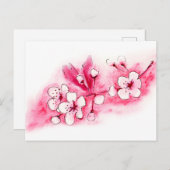 水彩さくらんぼ花 ポストカード (正面/裏面)