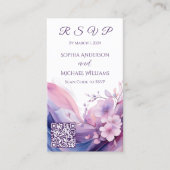 水彩さくらんぼ花 – RSVP-QRコード –  名刺 (正面)