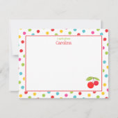 水彩さくらんぼ&ドットカラフル文具 サンキューカード (正面)