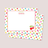 水彩さくらんぼ&ドットカラフル文具 サンキューカード