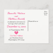 水彩たった今結婚しましたレッドピンク結婚ズハート 案内ポストカード (裏面)