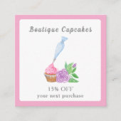水彩つや消しカップケーキベーカリー、ケータリング 割引カード (正面)