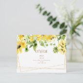 水彩つるのヒマワリブライダルシャワーインビ インビテーションポストカード (スタンド正面)