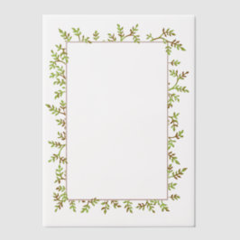 水彩つる植物かわいらし写真または文字枠 ベラム紙招待状