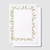 水彩つる植物かわいらし写真または文字枠 ベラム紙招待状 (オフセット)