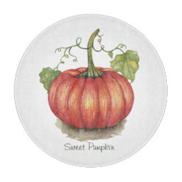 水彩つる植物のかわいいカボチャ カッティングボード