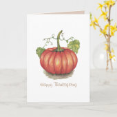 水彩つる植物のかわいいカボチャ カード (黄色い花)