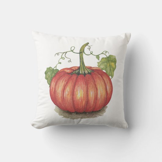 水彩つる植物のかわいいカボチャ クッション (正面)
