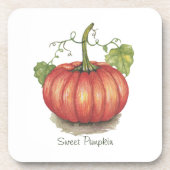 水彩つる植物のかわいいカボチャ コースター (正面)