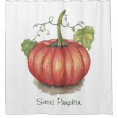 水彩つる植物のかわいいカボチャ シャワーカーテン (正面)