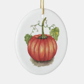 水彩つる植物のかわいいカボチャ セラミックオーナメント (右)
