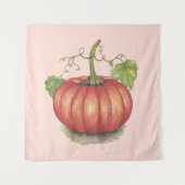 水彩つる植物のかわいいカボチャ タペストリー (正面)