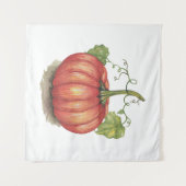 水彩つる植物のかわいいカボチャ タペストリー (正面(横))