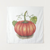 水彩つる植物のかわいいカボチャ タペストリー (正面)
